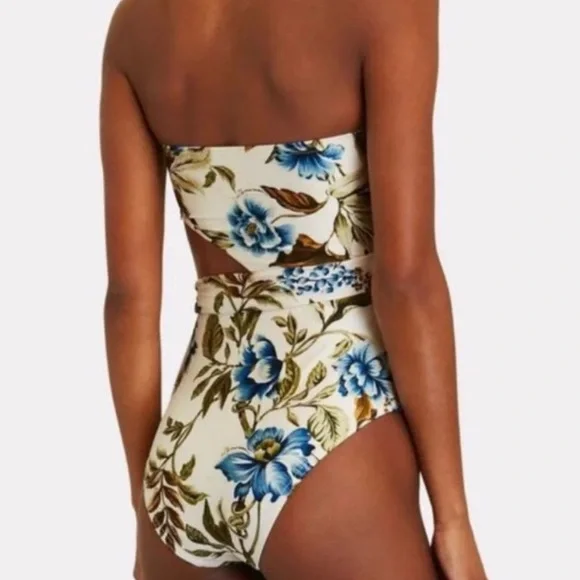 NWT Zimmerman Aliane scarf tie floral bandeau one piece swimsuit, sz 0 - Picture 4 of 6